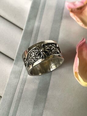Stunning 925 Sterling Silver Ring  band In oxidized look!! US:9